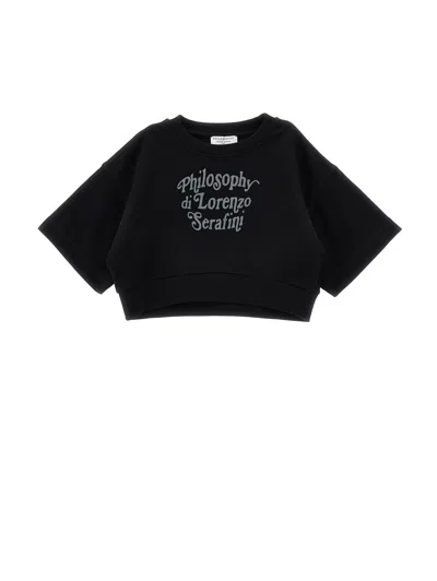 Philosophy Di Lorenzo Serafini Philosophy Kids  Cropped Sweatshirt With Logo In Black
