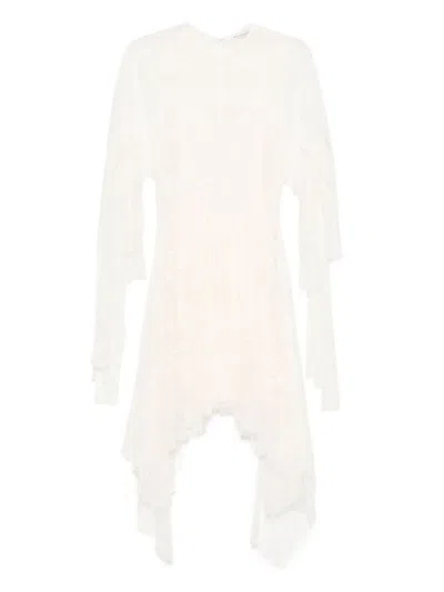 PHILOSOPHY DI LORENZO SERAFINI LACE ASYMMETRIC MINI DRESS IN IVORY