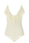 Philosophy Di Lorenzo Serafini Lace Bodysuit With V-neckline And Ruffle Trim In White