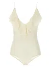 Philosophy Di Lorenzo Serafini Lace Bodysuit With V-neckline And Ruffle Trim In White