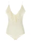 Philosophy Di Lorenzo Serafini Lace Bodysuit With V-neckline And Ruffle Trim In White