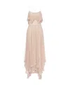 Philosophy Di Lorenzo Serafini Pink Long Dress With Crossed Straps On The Back In Lace Woman In Neutral