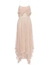 Philosophy Di Lorenzo Serafini Pink Long Dress With Crossed Straps On The Back In Lace Woman In Pink