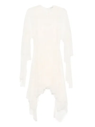 Philosophy Di Lorenzo Serafini Ivory Layered Evening Dress With Asymmetrical Hemline In Beige