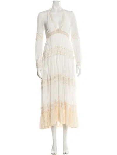 Pre-owned Philosophy Di Lorenzo Serafini Lace Pattern Long Dress In Neutral