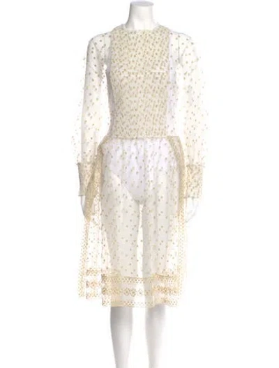 Pre-owned Philosophy Di Lorenzo Serafini Lace Pattern Midi Length Dress W/ Tags In Neutral