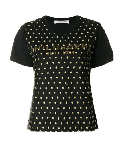 Philosophy Di Lorenzo Serafini Lace Short-sleeved T-shirt In Black