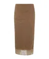 Philosophy Di Lorenzo Serafini Corded-lace Pencil Skirt In Brown