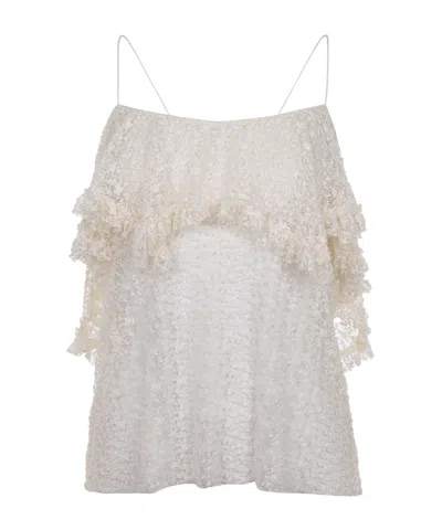 Philosophy Di Lorenzo Serafini Lace Top With Ruffles In White