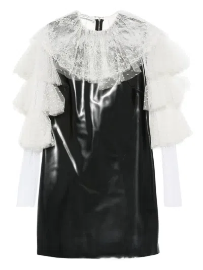 Philosophy Di Lorenzo Serafini Lace-trimmed Ruffled Mini Party Dress In Black