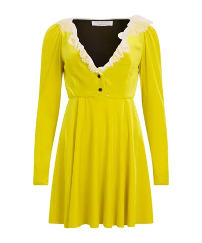 Philosophy Di Lorenzo Serafini Lace-trim Mini Dress In Yellow