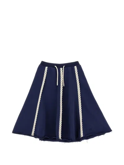 Philosophy Di Lorenzo Serafini Kids' Lace-trim Raw-edge Skirt In Blue