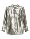 Philosophy Di Lorenzo Serafini Silver Shirt In Silk Laminated-effect In Gold