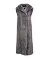 Philosophy Di Lorenzo Serafini Lapel Sleeveless Fur Coat In Gray