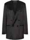 Philosophy Di Lorenzo Serafini V-neck Satin Blazer With Double-breasted Closure In Black