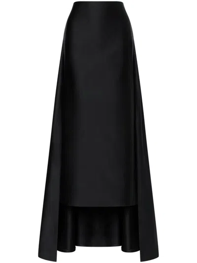Philosophy Di Lorenzo Serafini Layered Satin Maxi Skirt In Nero
