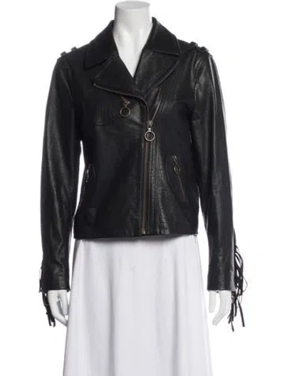 Pre-owned Philosophy Di Lorenzo Serafini Leather Biker Jacket In Black