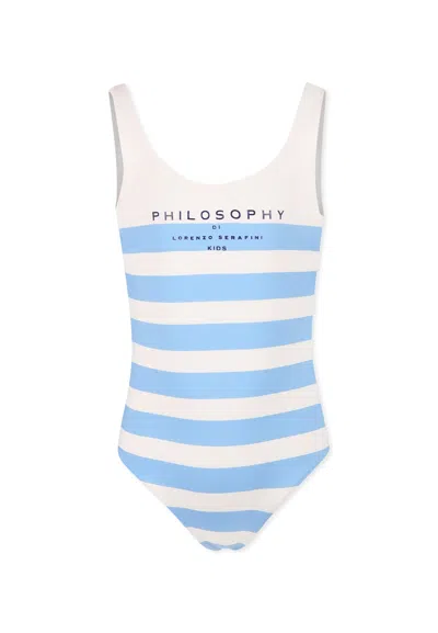 Philosophy Di Lorenzo Serafini Kids' Light Blue Swimsuit For Girl With Logo