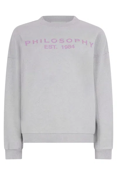 Philosophy Di Lorenzo Serafini Light Gray Melange Sweatshirt With Long Sleeves And Versatile Design.