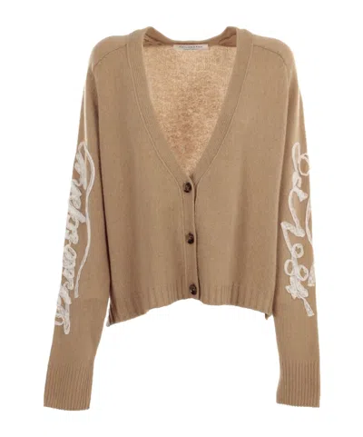 Philosophy Di Lorenzo Serafini Logo-appliqué Cardigan In Nude