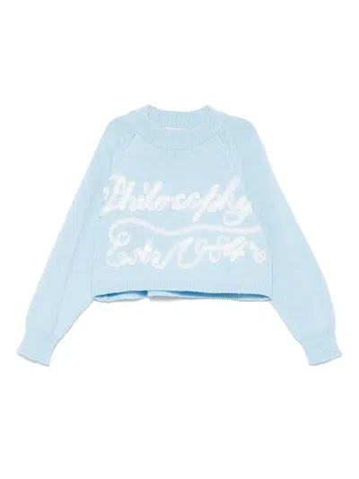 Philosophy Di Lorenzo Serafini Kids' Logo-appliqué Sweater In Light Blue