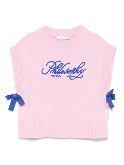 Philosophy Di Lorenzo Serafini Kids' Pull Smanicato Con Logo In Pink