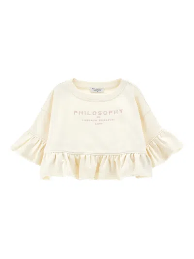 Philosophy Di Lorenzo Serafini Kids' Logo-embroidered Cotton-blend Sweatshirt In White