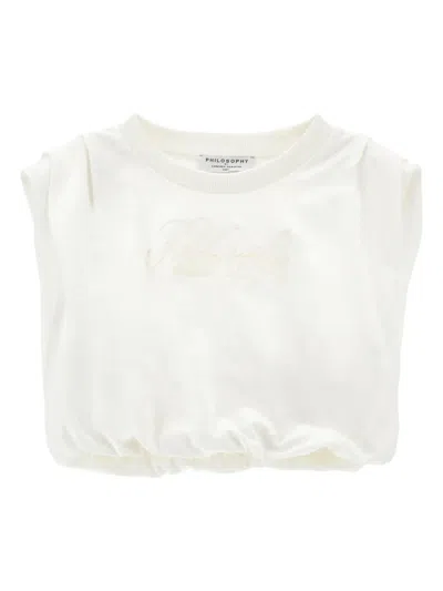 Philosophy Di Lorenzo Serafini Kids' Logo-embroidered Cotton T-shirt In White