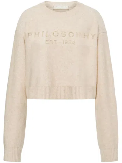 Philosophy Di Lorenzo Serafini Logo-embroidered Cropped Jumper In Neutrals