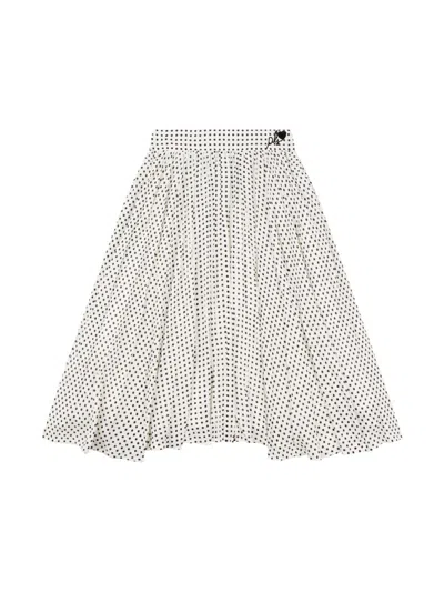 Philosophy Di Lorenzo Serafini Kids' Logo-embroidered Polka-dot Skirt In White