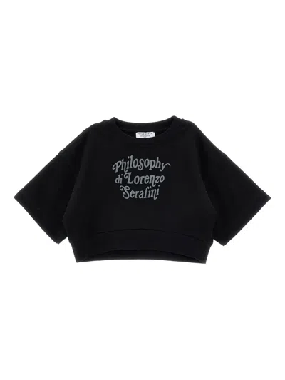 Philosophy Di Lorenzo Serafini Kids' Logo-embroidered Short-sleeve T-shirt In Black