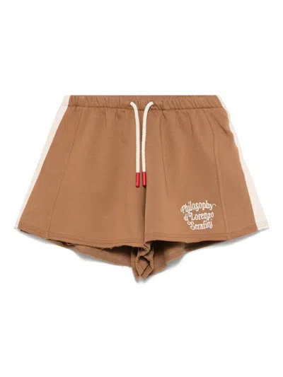 Philosophy Di Lorenzo Serafini Kids' Logo-embroidered Shorts In Brown
