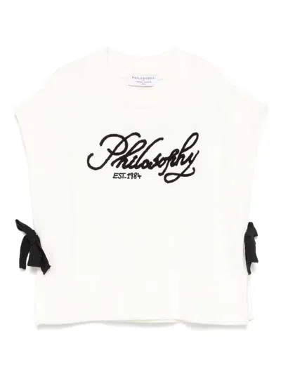 Philosophy Di Lorenzo Serafini Kids' Logo-embroidered Top In White