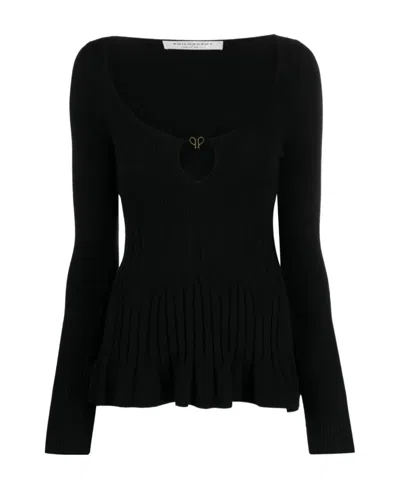 PHILOSOPHY DI LORENZO SERAFINI LOGO-PLAQUE RIBBED-KNIT TOP