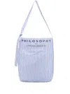 Philosophy Di Lorenzo Serafini Logo-print Striped Beach Bag In Blue
