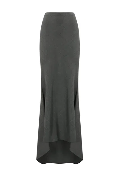 Philosophy Di Lorenzo Serafini Long Asymmetric Skirt In Wool Blend In Grey