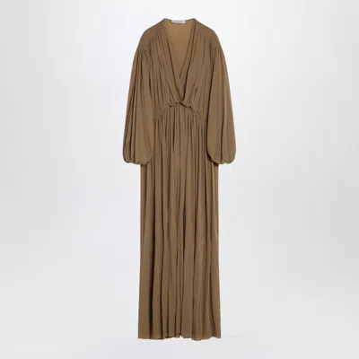 Philosophy Di Lorenzo Serafini Long Beige Jersey Dress In Brown