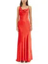 Philosophy Di Lorenzo Serafini Long Draped Velvet Dress With Asymmetric Neckline In Red
