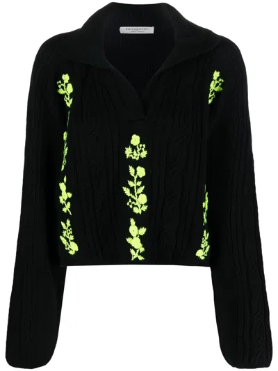 Philosophy Di Lorenzo Serafini Long-sleeve Cable-knit Jumper In Yellow,black