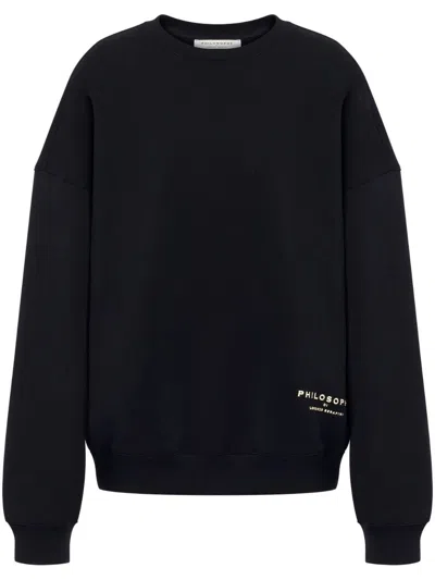 Philosophy Di Lorenzo Serafini Long-sleeve Cotton Sweatshirt In Black