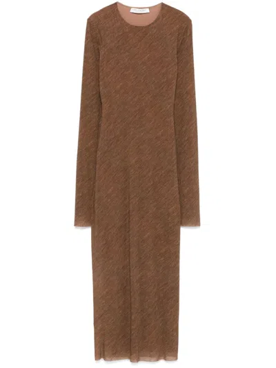 Philosophy Di Lorenzo Serafini Long-sleeve Midi Dress In Brown