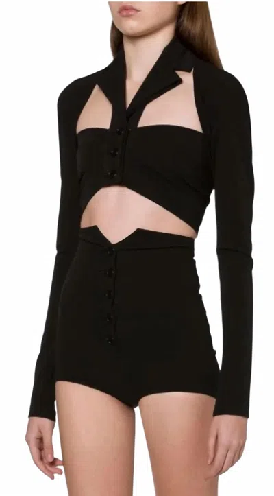 Philosophy Di Lorenzo Serafini Long Sleeve Stretch Cotton Shrugs In Black