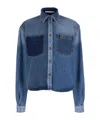Philosophy Di Lorenzo Serafini Blue Shirt With Classic Collar And Logo Detail On The Pocket In Denim Woman In Blue
