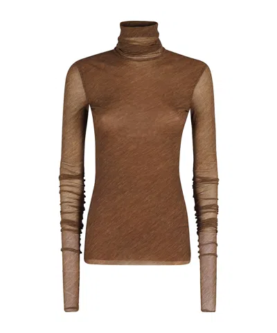 Philosophy Di Lorenzo Serafini Long-sleeved High-neck T-shirt In Brown