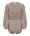 Philosophy Di Lorenzo Serafini Long-sleeved Jumpsuit In Brown