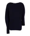 Philosophy Di Lorenzo Serafini Blue Asymmetric Sweater With Boat Neck In Wool Blend Woman In Black