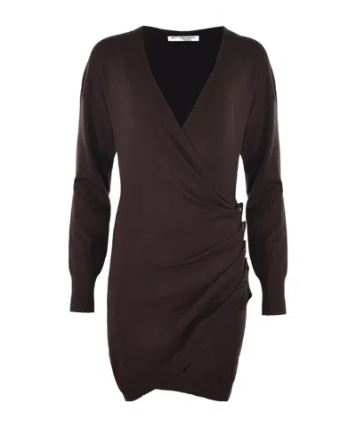 Philosophy Di Lorenzo Serafini Long-sleeved V-neck Dress In Black