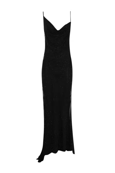 Philosophy Di Lorenzo Serafini Long Tulle Dress With Rhinestones In Nero