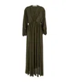 Philosophy Di Lorenzo Serafini Brown Long Dress With V-neck And Ruffle Details In Tech Fabric Woman