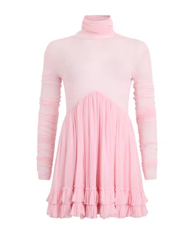Philosophy Di Lorenzo Serafini Pleated Ruffled Mini Dress In Pink